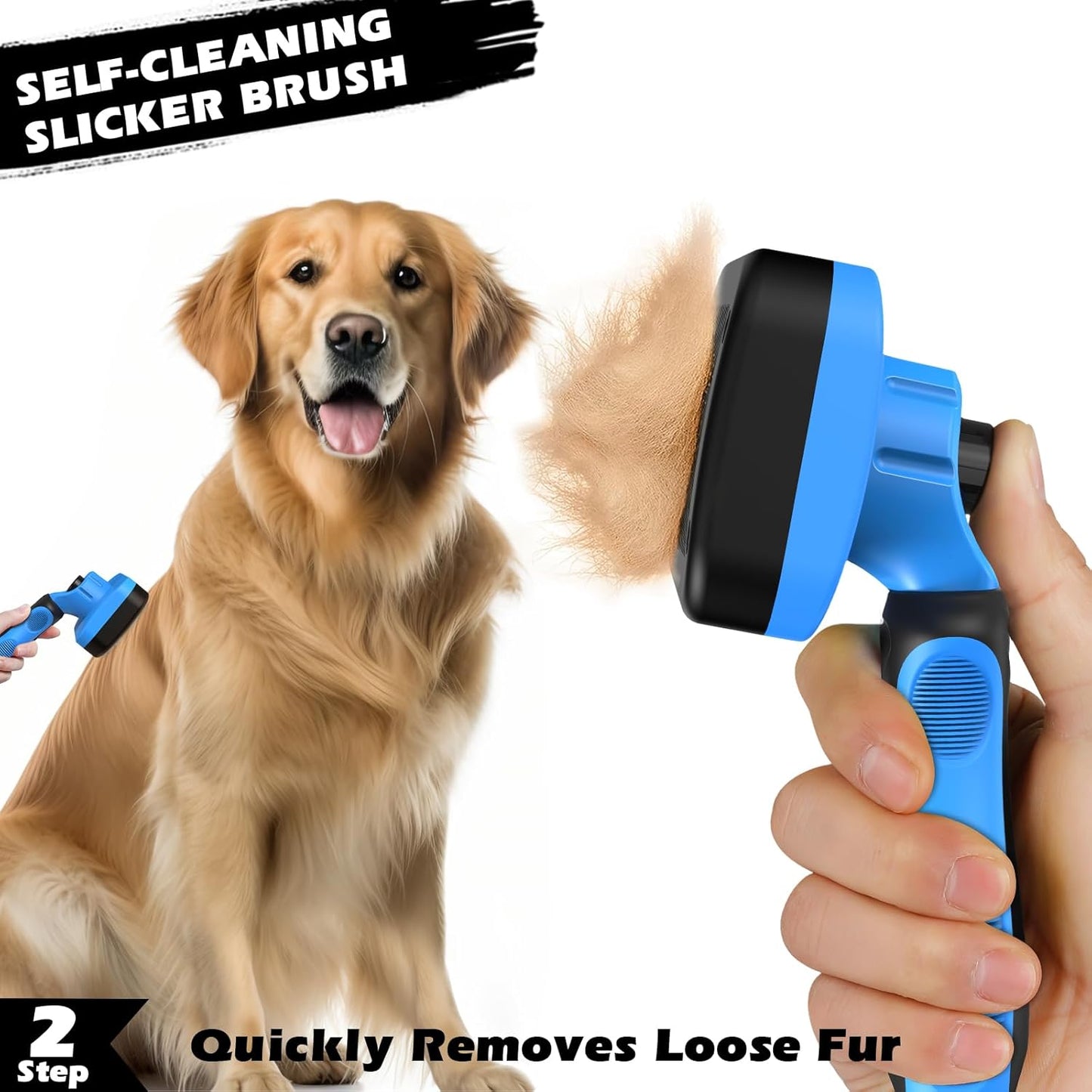 3PCS Self Cleaning Slicker Brush & Pet Grooming Rake & Flea Comb for D
