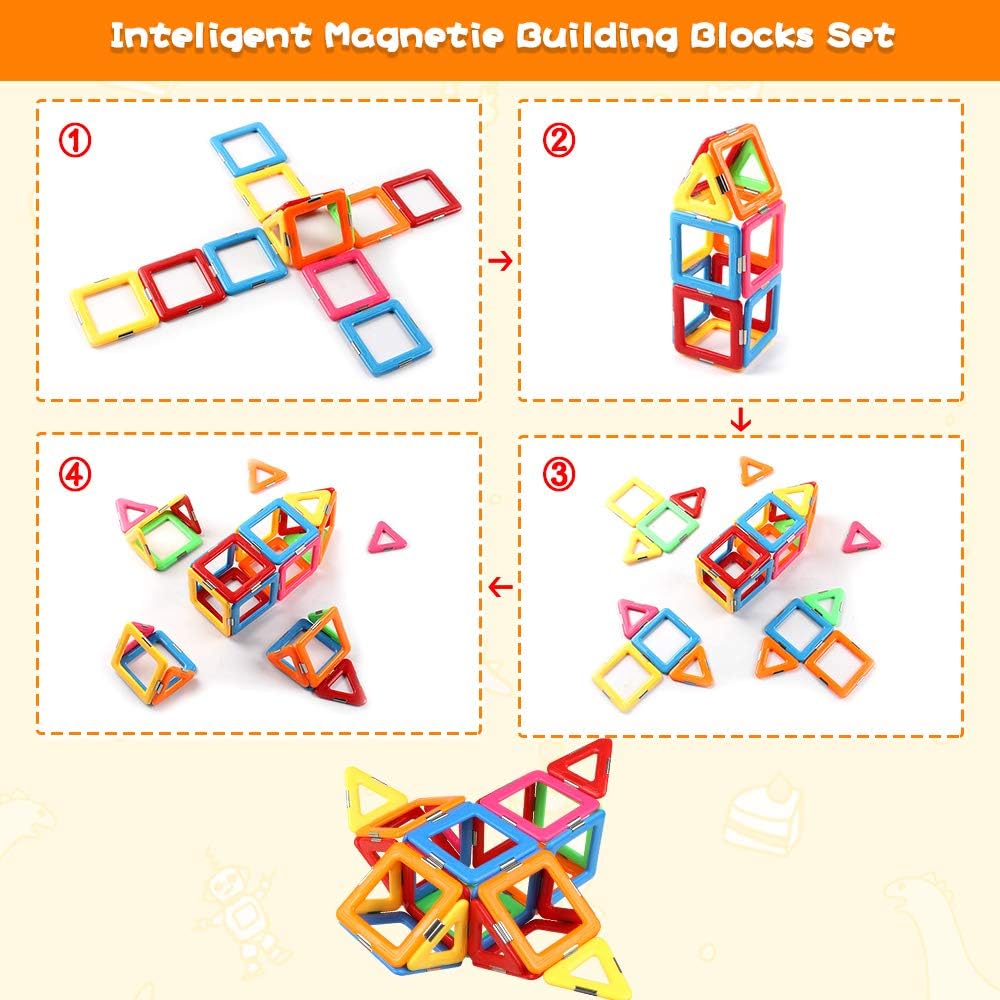 Coodoo Upgraded Magnetic Blocks Tough Tiles STEM Toys for 3+ Year Old 