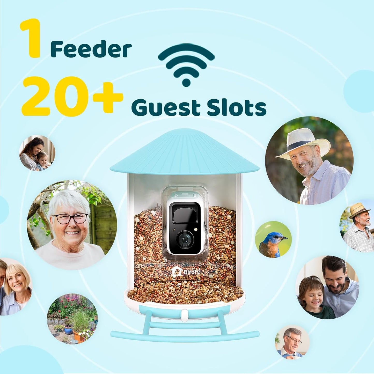 NETVUE by Birdfy Smart Bird Feeder with Camera – AI Identifies Birds Species 2MP Night Vision & App Alerts, 2.4Ghz Wi-Fi Connect IP65 Weatherproof Bird Camera-Gift for Backyard BirdWatchers, Blue