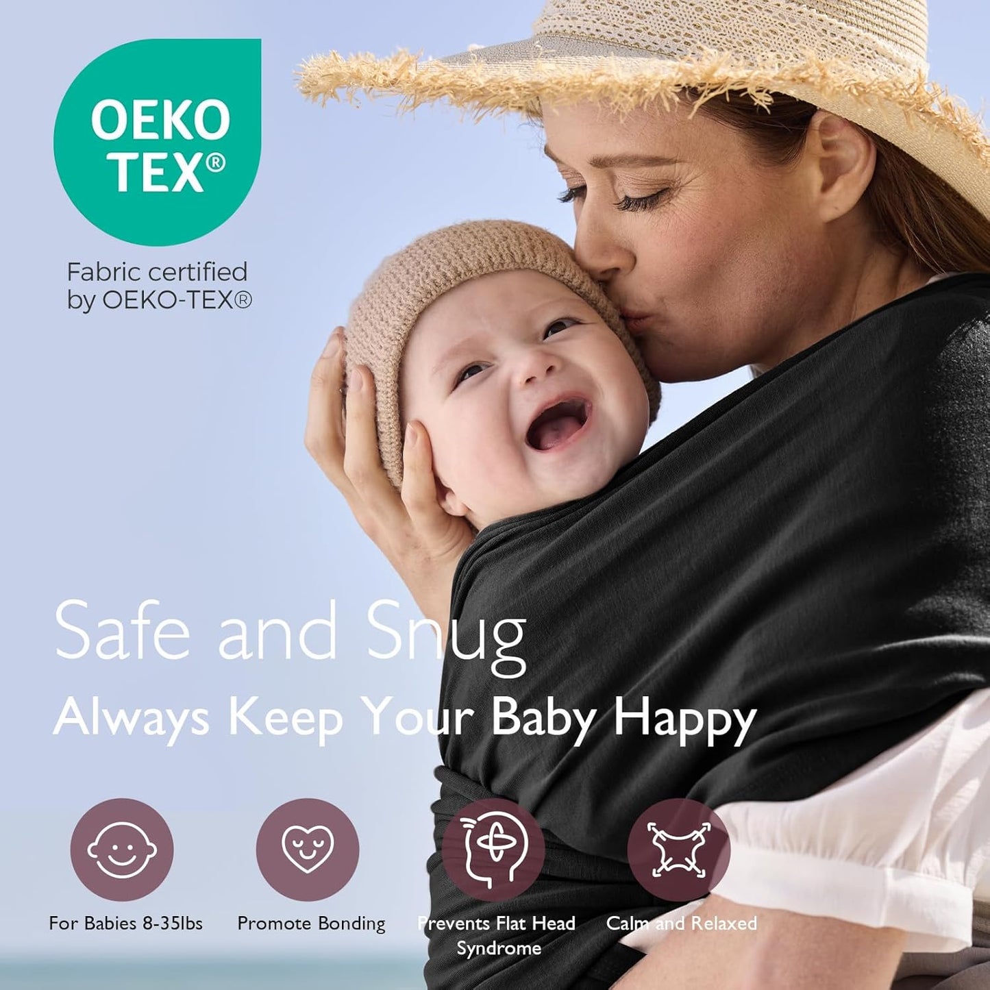 Momcozy Baby Wrap Carrier, Easy to Wear Infant Carrier Slings, Lightwe