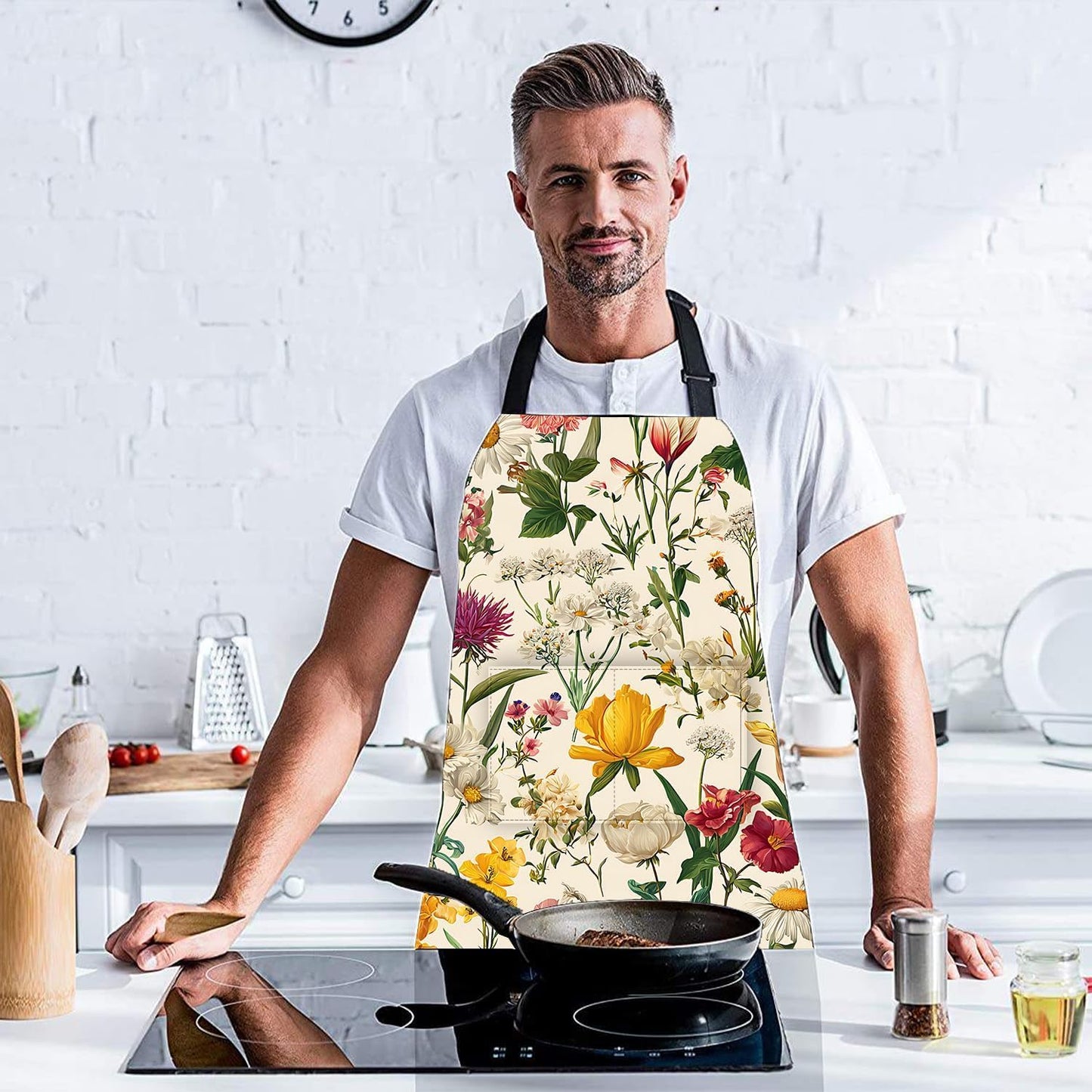 Apron Home Kitchen Cooking Baking Gardening for Women Men with Pockets