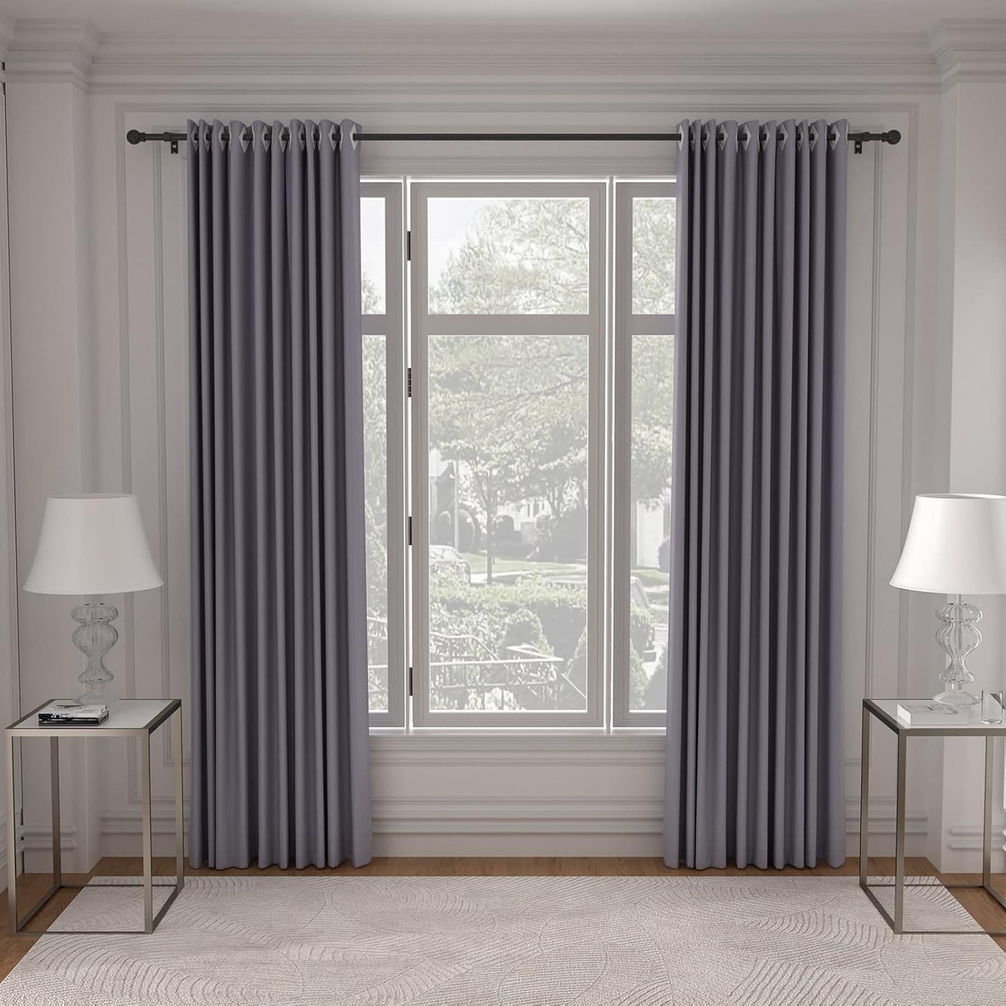 Black Curtain Rods for Window 28 to 48, 5/8 inch Small Decorative Curt