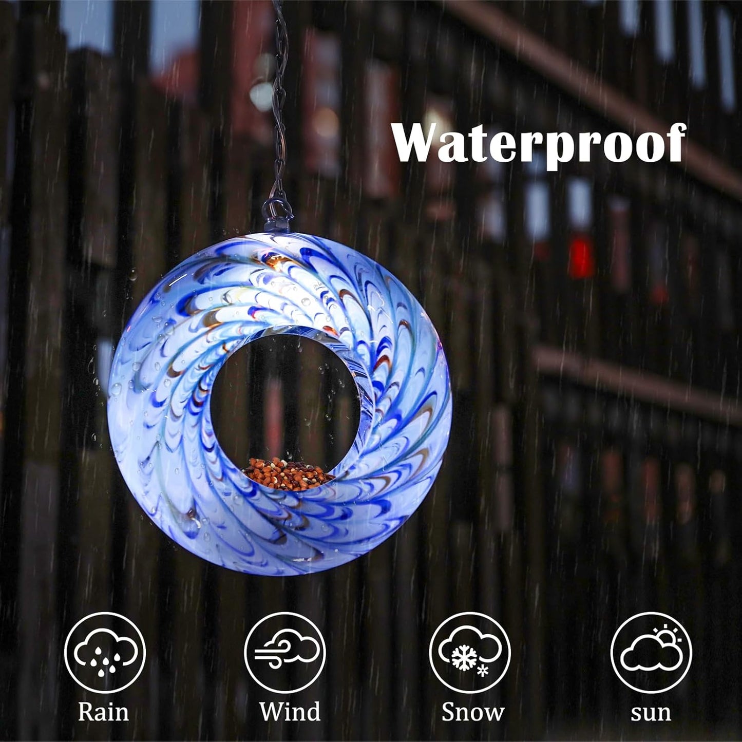 VCUTEKA Bird Feeder Solar Fly Through Bird Feeders for Outside Hanging