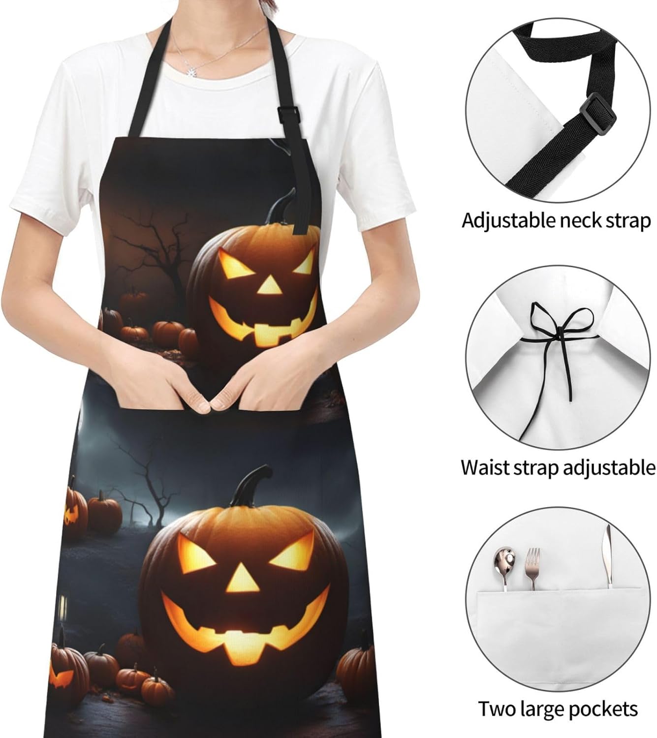 Halloween Pumpkin print Waterproof chef's apron with pocket apron for 