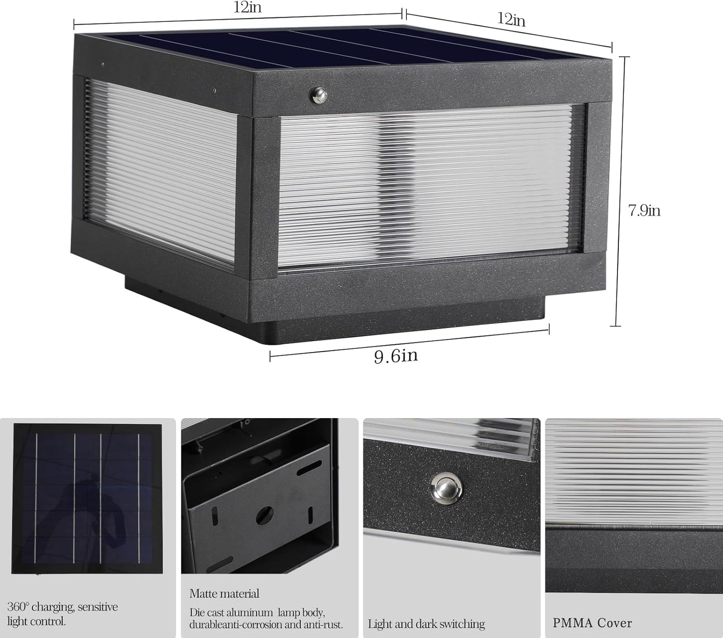 Dimmable Solar Wall Lamp for Outdoor Serenity and Automatic Lighting Waterproof Design for Gardens and Pathways Black