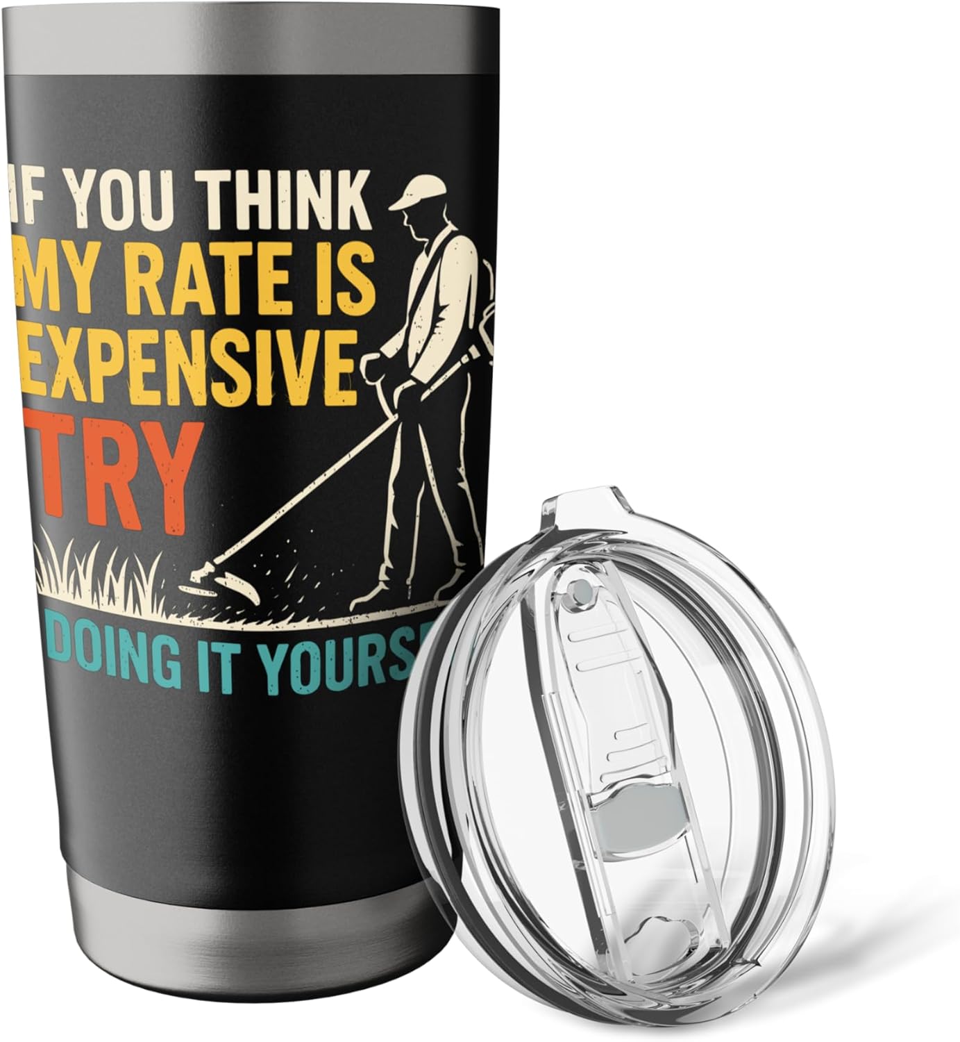 Funny Hourly Rate Humor Landscaper Lawn Mowing Stainless Steel Insulated Tumbler