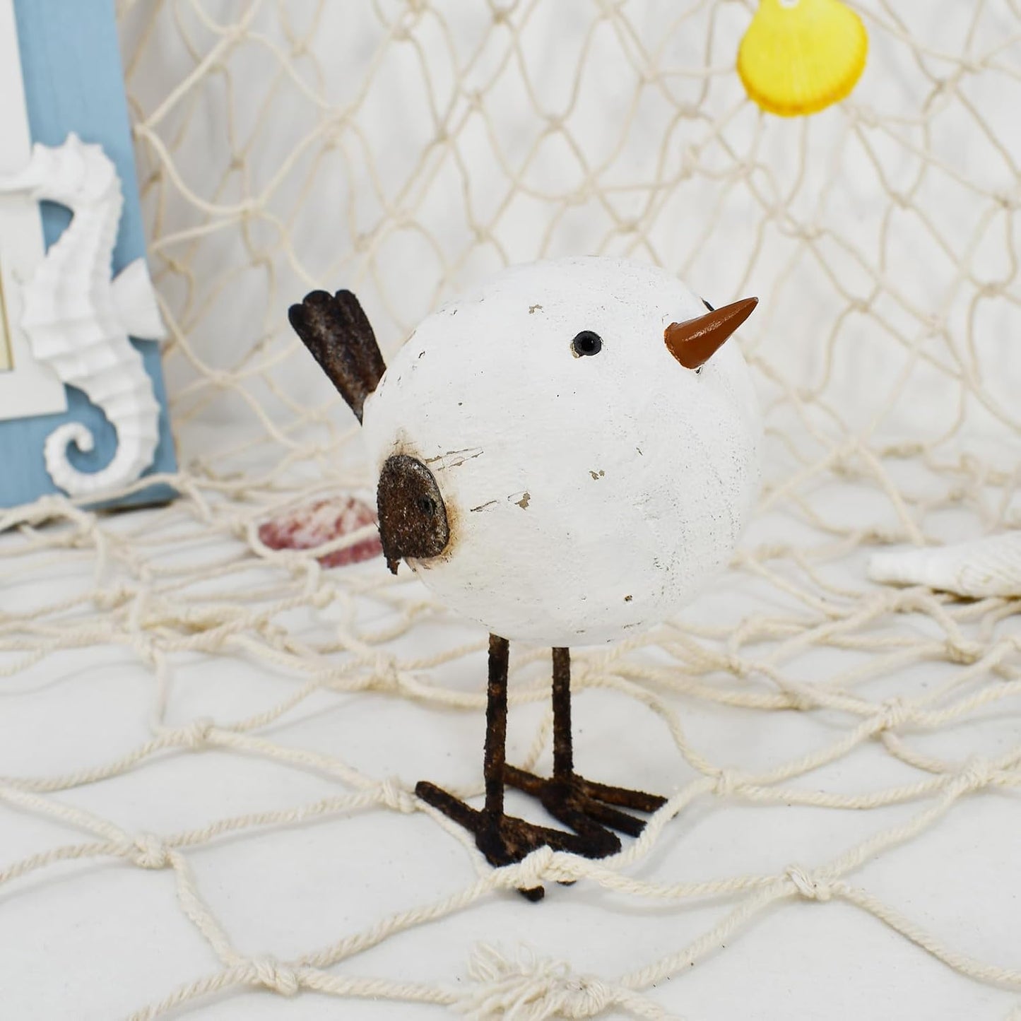 Aecipl Wood Bird Statue Standing Seagull Nautical Decor Coastal Birds 