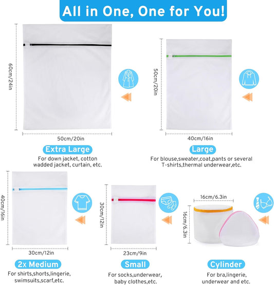 Ultimate 7 Pack 6 Size Mesh Laundry Bags Set for Delicates with AUTO-Lock Zipper, Lingerie Bags for Washing Delicates, Laundry Bags Mesh Wash Bags, Delicates Laundry Bag for Jeans,Blouse,Stocking,Bra