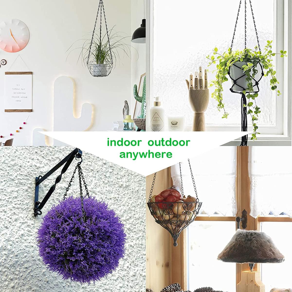 4pcs 18 inch Black Hanging Basket Chain with Hooks Flower Plant Pot Replacement Chain Hanger for Bird Feeders,Planters,Lanterns and Ornaments