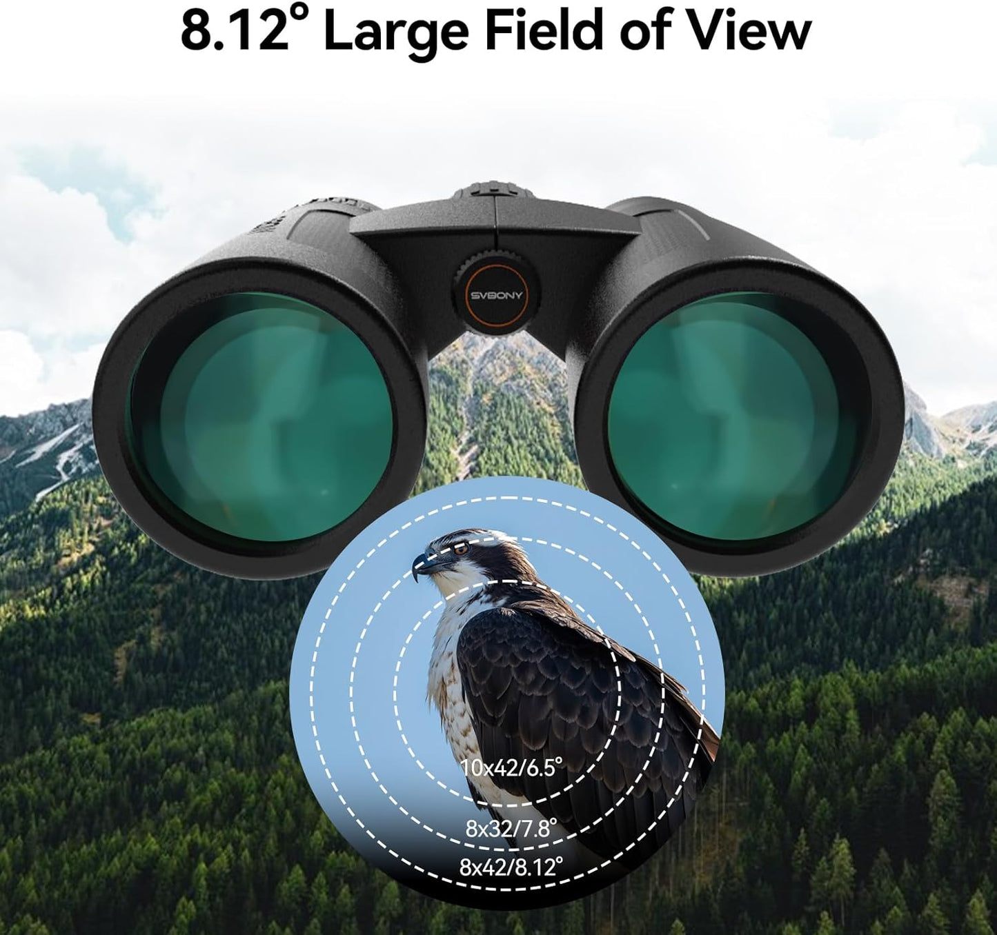 SVBONY Upgraded SV202 8x42 ED Binocular, Binoculars with Extra-Low Dispersion Objective Lenses for Birdwatching, BAK4 & FMC Optic System, Wide View Angle, IPX7 Waterproof for All-Weather Use