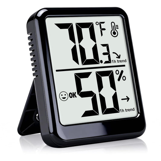 Room Thermometer Indoor Hygrometer Humidity Meter Gauge Digital Temperature and Humidity Sensor Monitor for Home Office House Pets Plants - AAA Battery Included