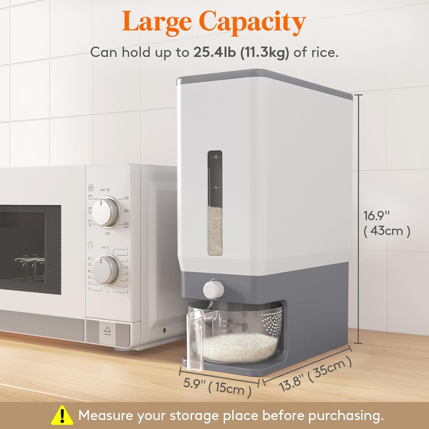 Lifewit Rice Dispenser 25 Lbs(11.3kg), Rice Storage Container Sealed M