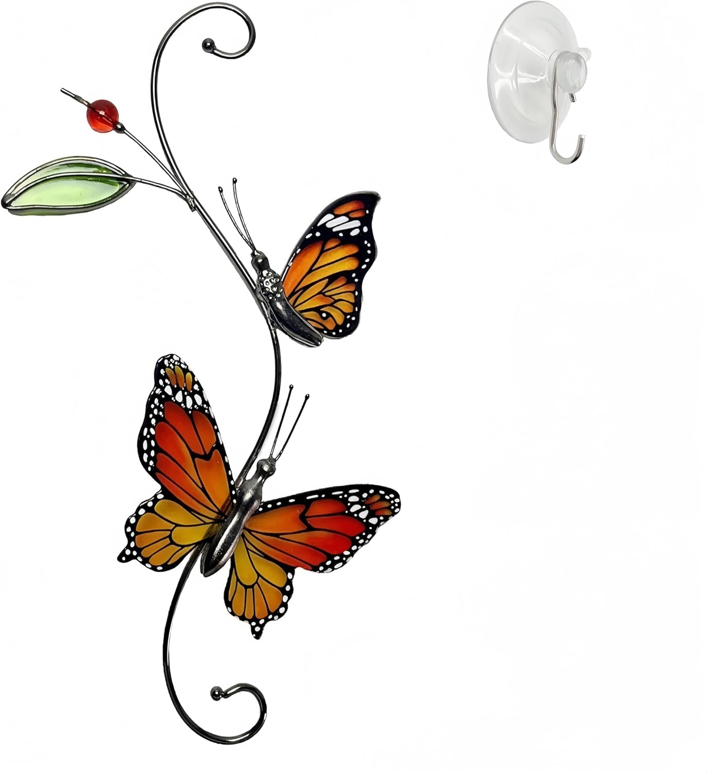 Monarch Butterfly Sun Catcher Indoor Window Handmade Stained Glass Window Hanging Flowers for Decoration Monarch Butterfly Gift for Women Mother Mom Grandma Friends Wall Art for Home Decor