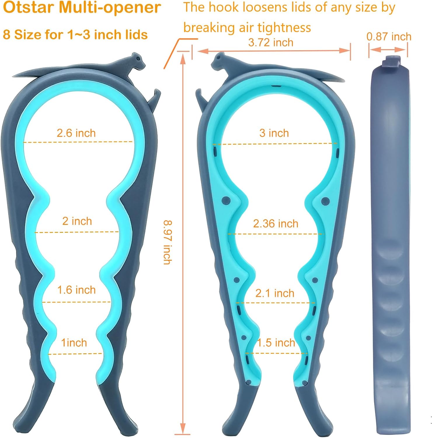 Otstar Jar Opener Bottle Opener and Can Opener for Weak hands, Seniors
