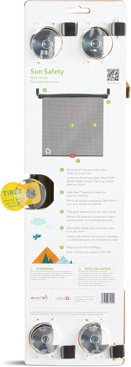 Munchkin Brica Sun Safety Car Window Shade with Heat Alert, Helps Bloc
