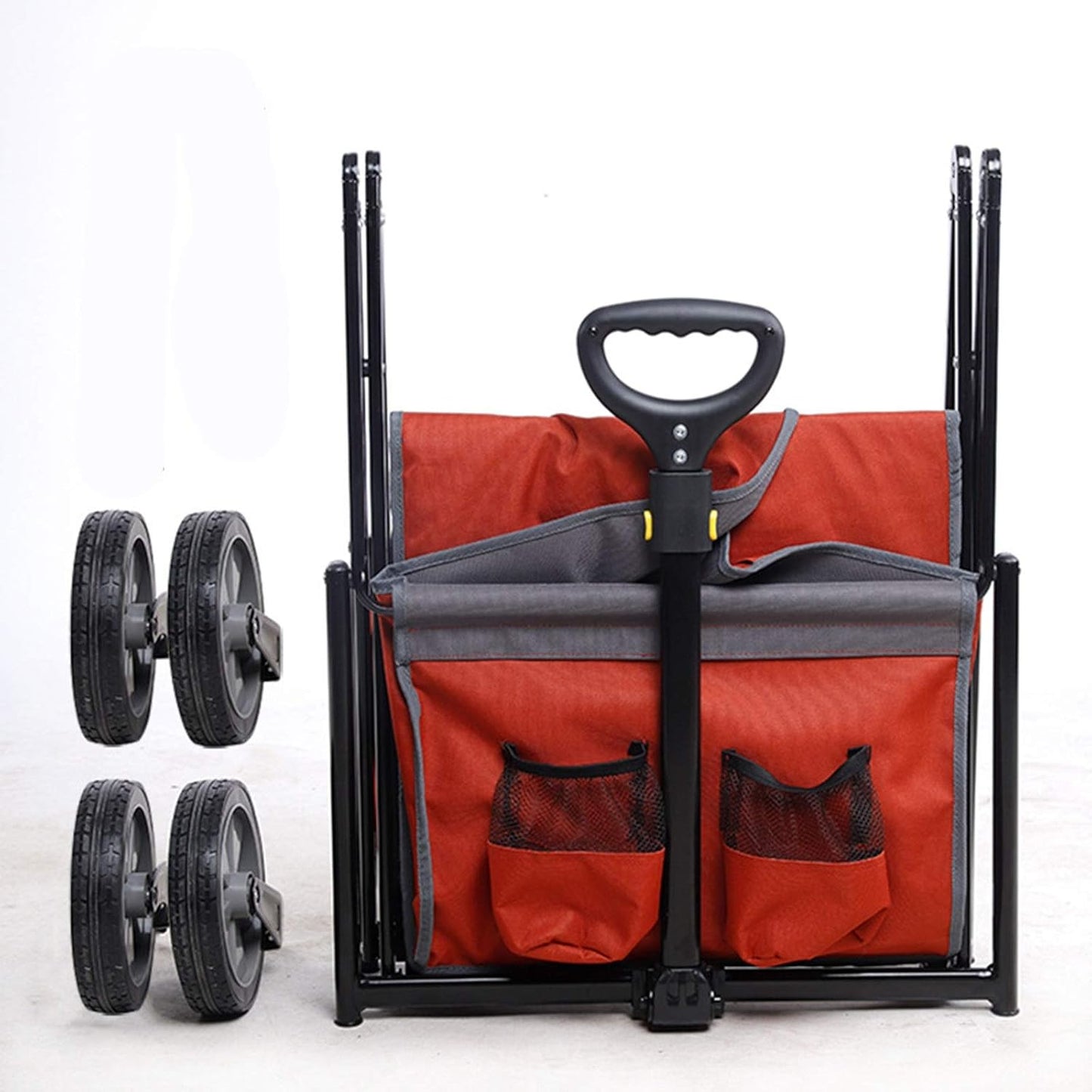 Garden Carts Four-Wheeled Trolley Folding Portable Grocery Shopping Cart Camping Car Camping Trailer Outdoor Camping Cart Outdoor Trolley (Color : Red, Size : One Szie) (Red One szie)