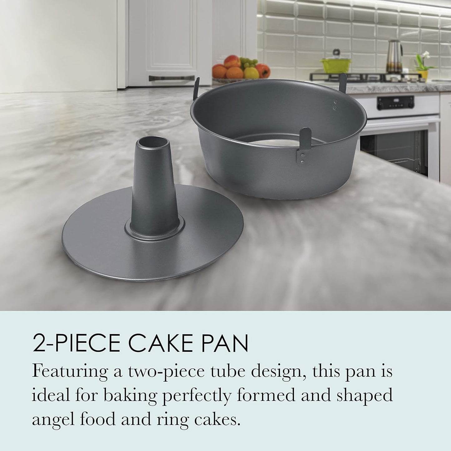 Chicago Metallic Angel Food Cake Pan with Cooling Feet, 2-Piece Nonsti