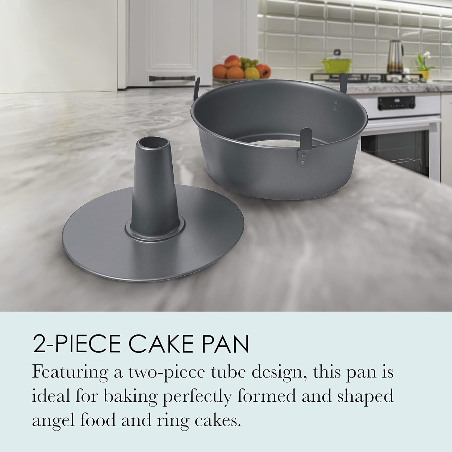 Chicago Metallic Angel Food Cake Pan with Cooling Feet, 2-Piece Nonsti