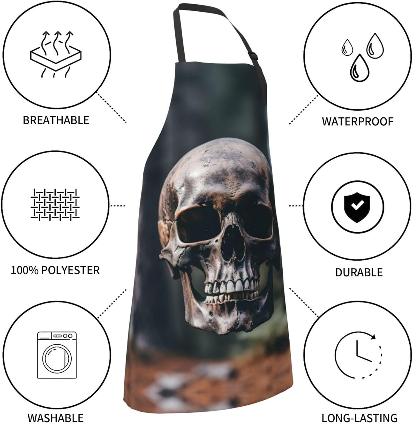 Halloween Skull print Waterproof apron with pocket adjustable cooking apron for adult kitchen bibs to bake