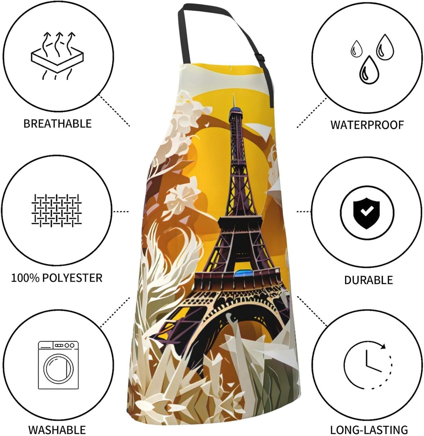Paris Eiffel Tower print Waterproof chef's apron with pocket apron for