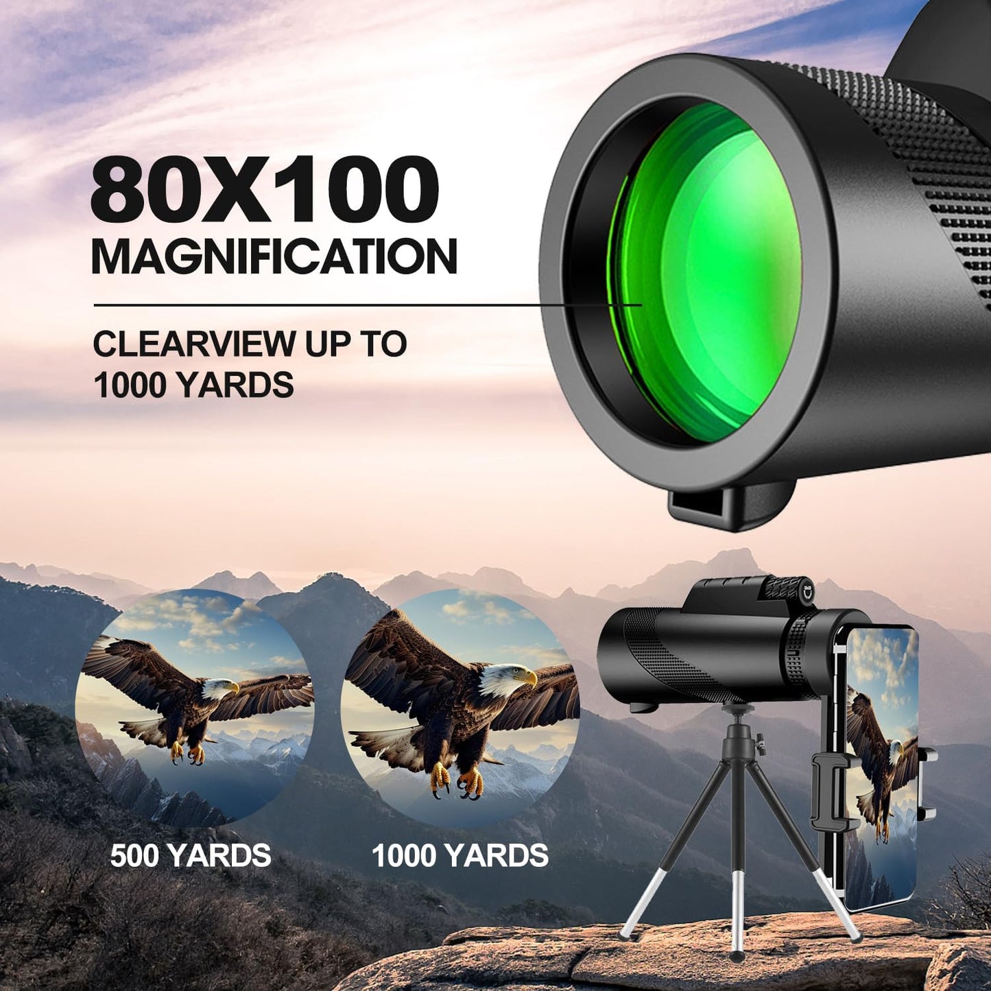 Monocular-Telescope 80x100 High Powered Monoculars High Definition for