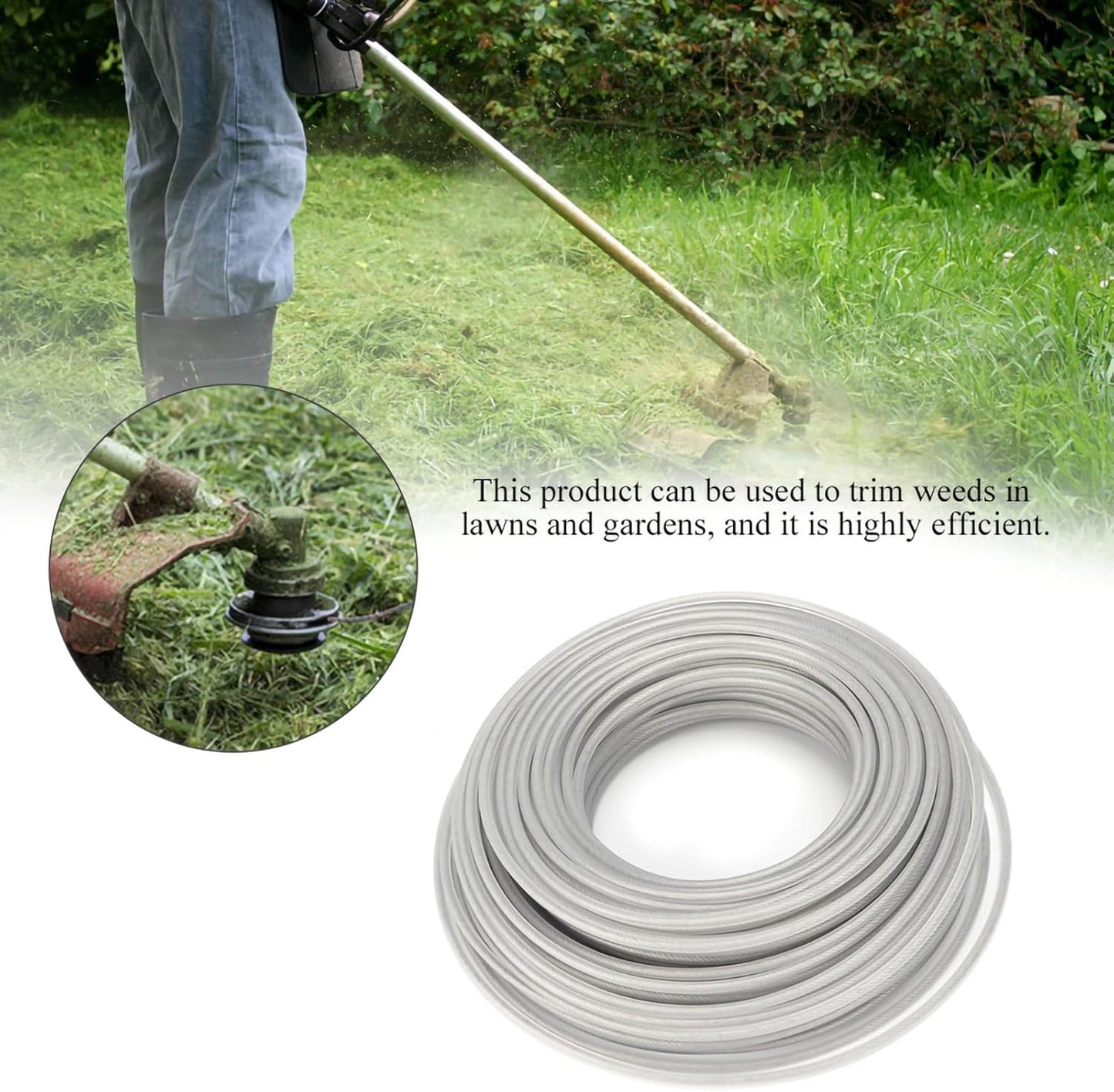 Haofy Steel Wire Grass Trimmer Line, Highly Efficient for Lawn Garden Weeds, Ideal for Garden Pruning, Agricultural Production, Home Gardening