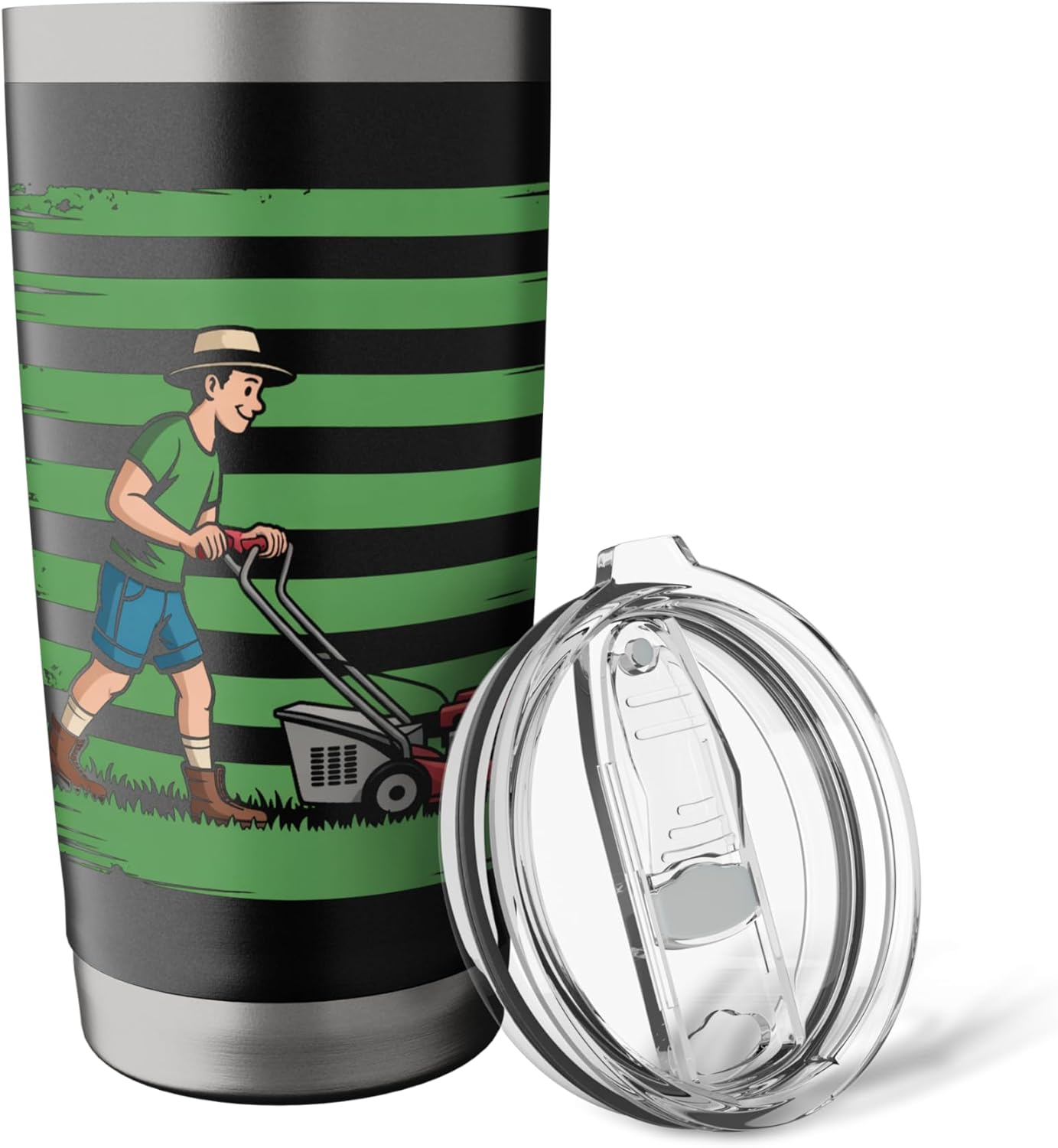 American Flag Lawn Mower Gardening Patriotic Dude Stainless Steel Insulated Tumbler