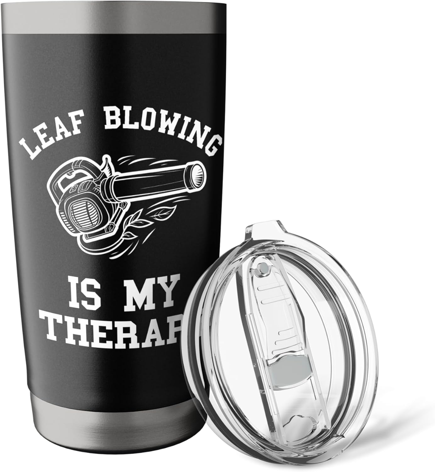 Leaf Blowing Is My Therapy Funny Lawn Care Yard Leaves Dad Stainless Steel Insulated Tumbler