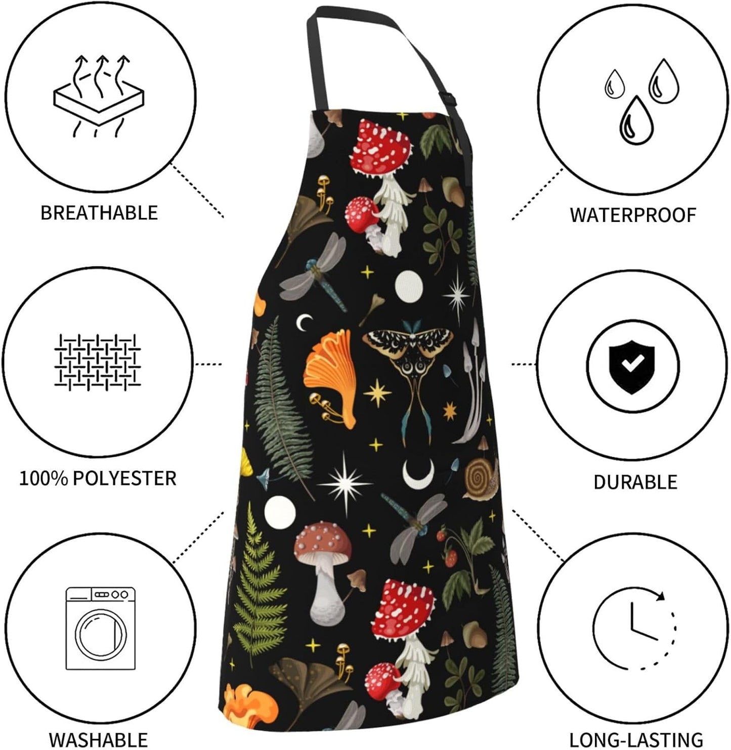 Siiuuol Cute Cats Unisex Waterproof Kitchen Chef Apron - With Adjustab