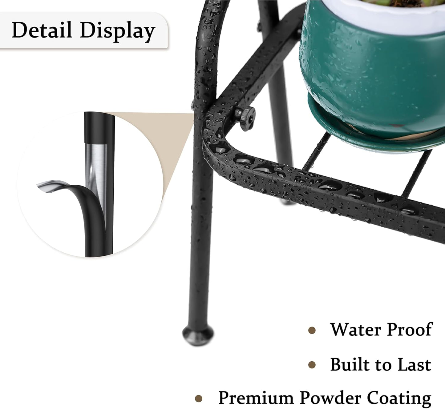 Metal Plant Stand Indoor Outdoor, Heavy Duty 1-Tier Ladder Plant Shelf