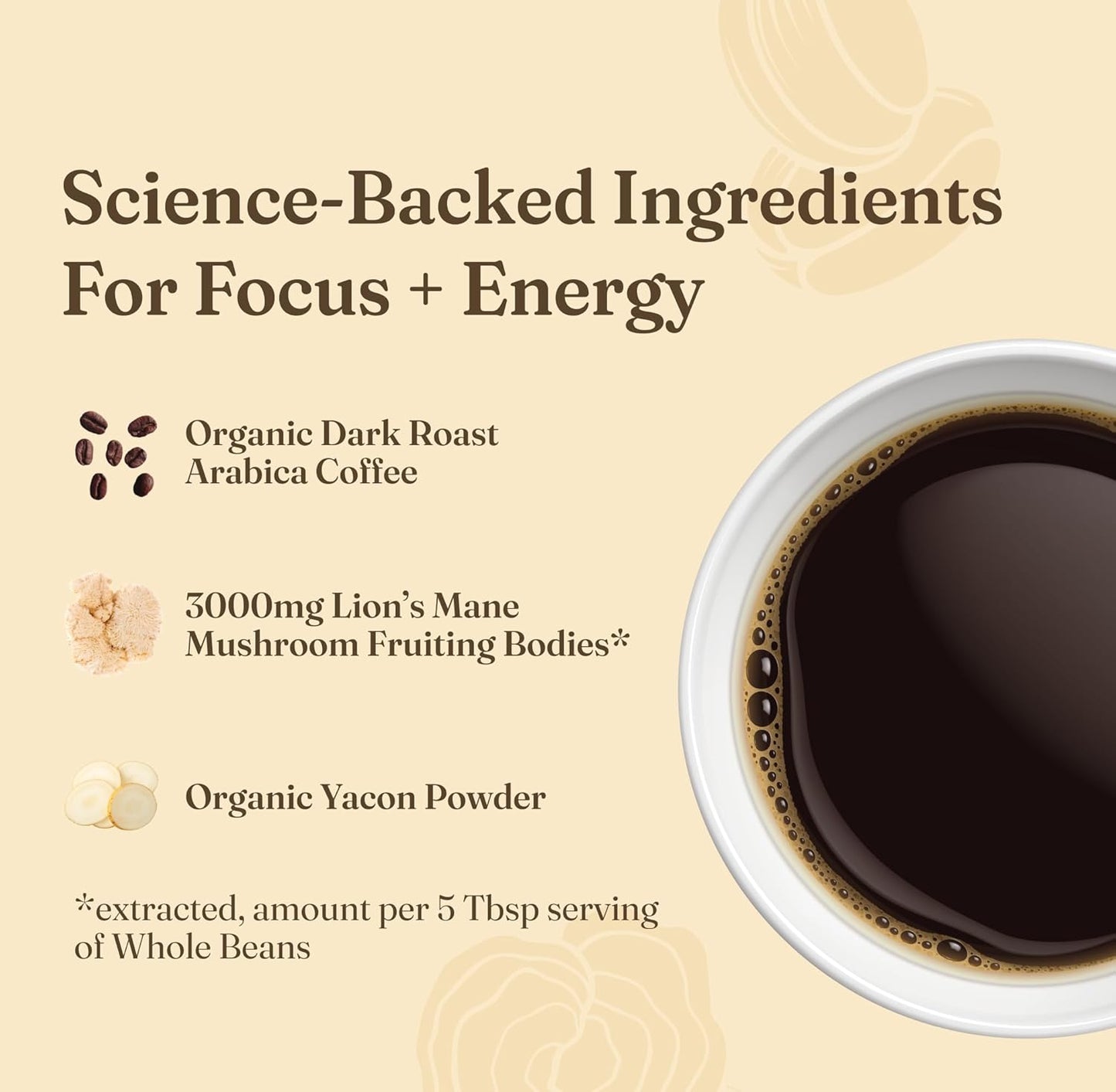 Four Sigmatic Dark Roast Organic Whole Bean Coffee | Gourmet Nootropic Mushroom Coffee Beans with Lion's Mane & Chaga Mushrooms for Enhanced Brain Function and Immune Support | 12oz