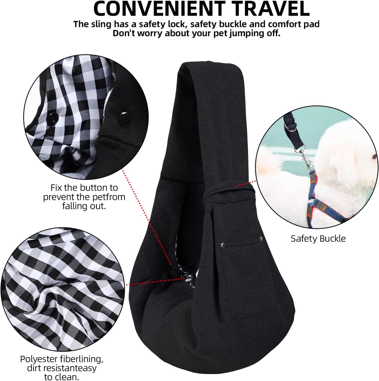 Dog Carrier Sling - Reversible Puppy Carrier Purse with Storage Pocket
