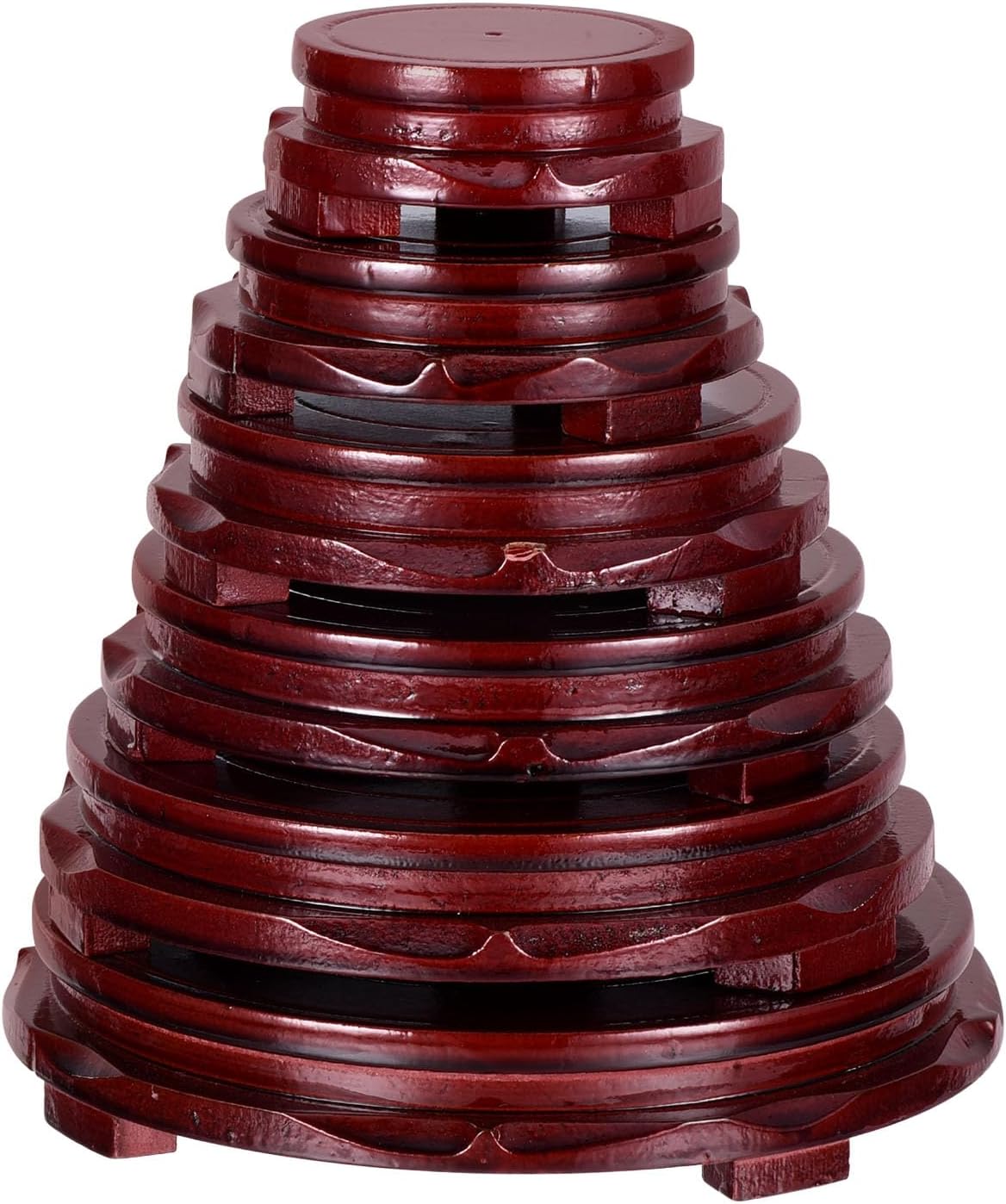 PATIKIL Planter Display Stand, 5.9 Inch Dia Round Bonsai Base Imitation Wood Style Home Decor Display for Table Lamp Teapot Base
