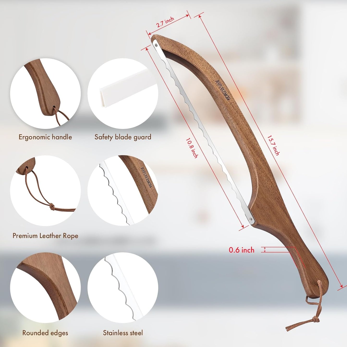Bread Knife for Homemade Bread, Sourdough bread knife,Bread slicer for Homemade Bread, Baguettes and More Cuts Thin,Bow Design Easy to Cutting Even Slices