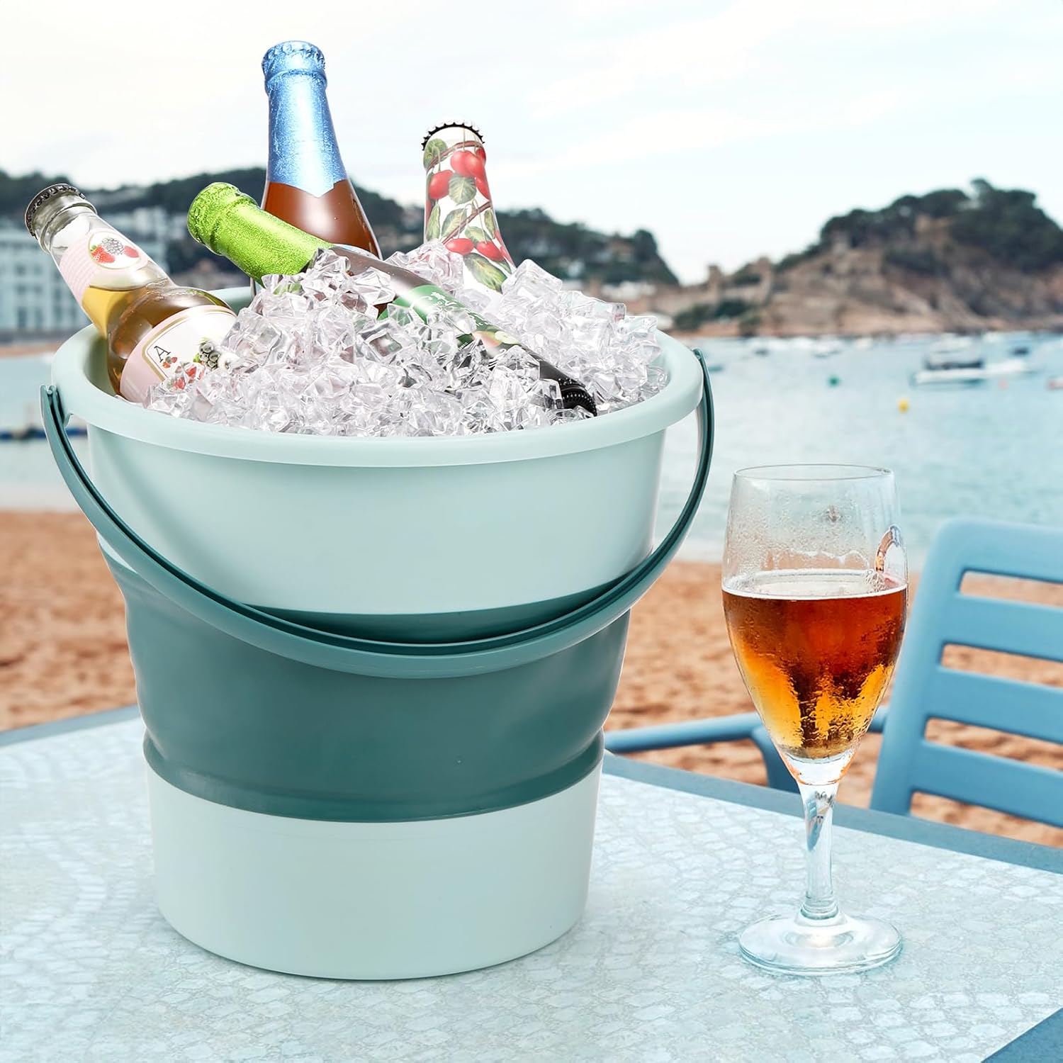 3 Pack 2.6 Gallon Collapsible Plastic Bucket, 10L Foldable Round Tub w