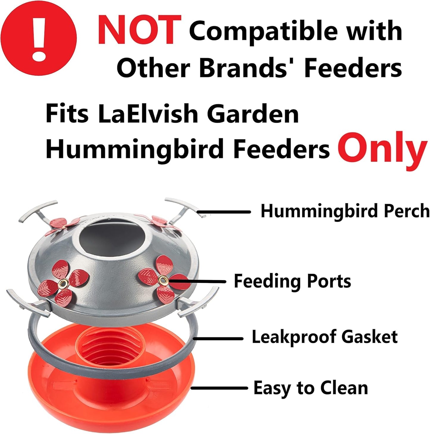 Hummingbird Feeder Base Replacement Bottom, Fits LaElvish Garden Hummingbird Feeders Only, Including Metal Replacement Base