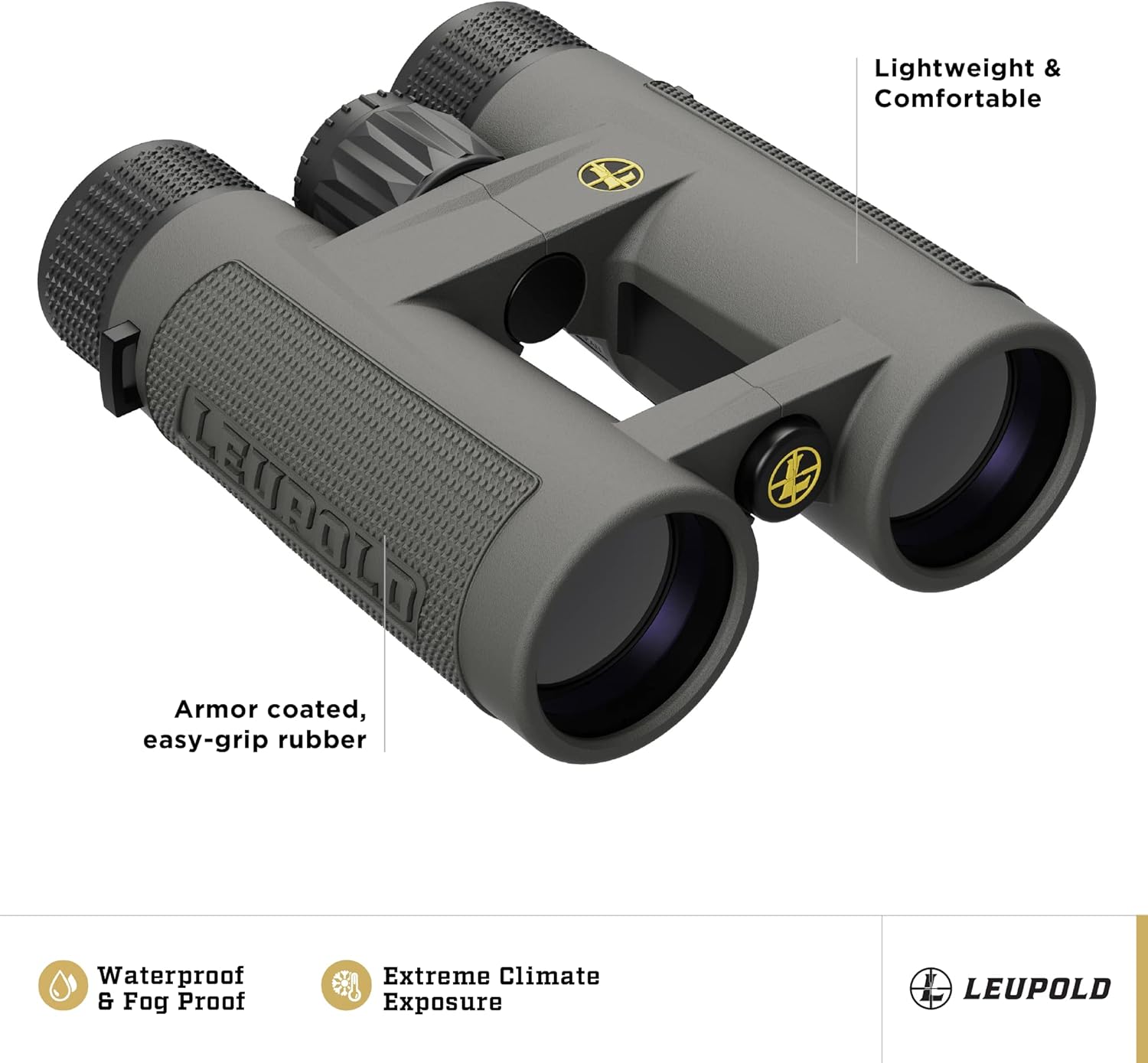 Leupold BX-4 Pro Guide HD Binoculars, 10x42mm, Shadow Gray (172666)