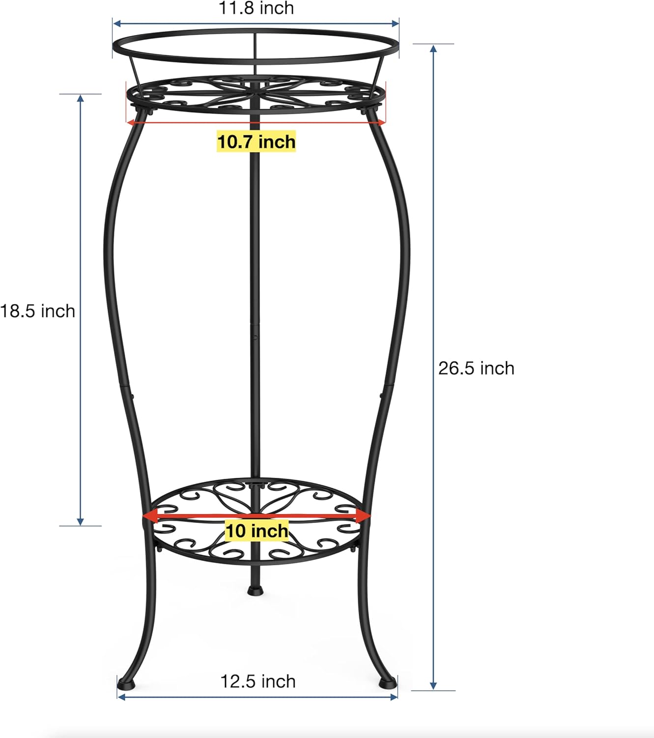FaithLand 2 Pack Metal Plant Stands, Tall Planter Holder Indoor Outdoo