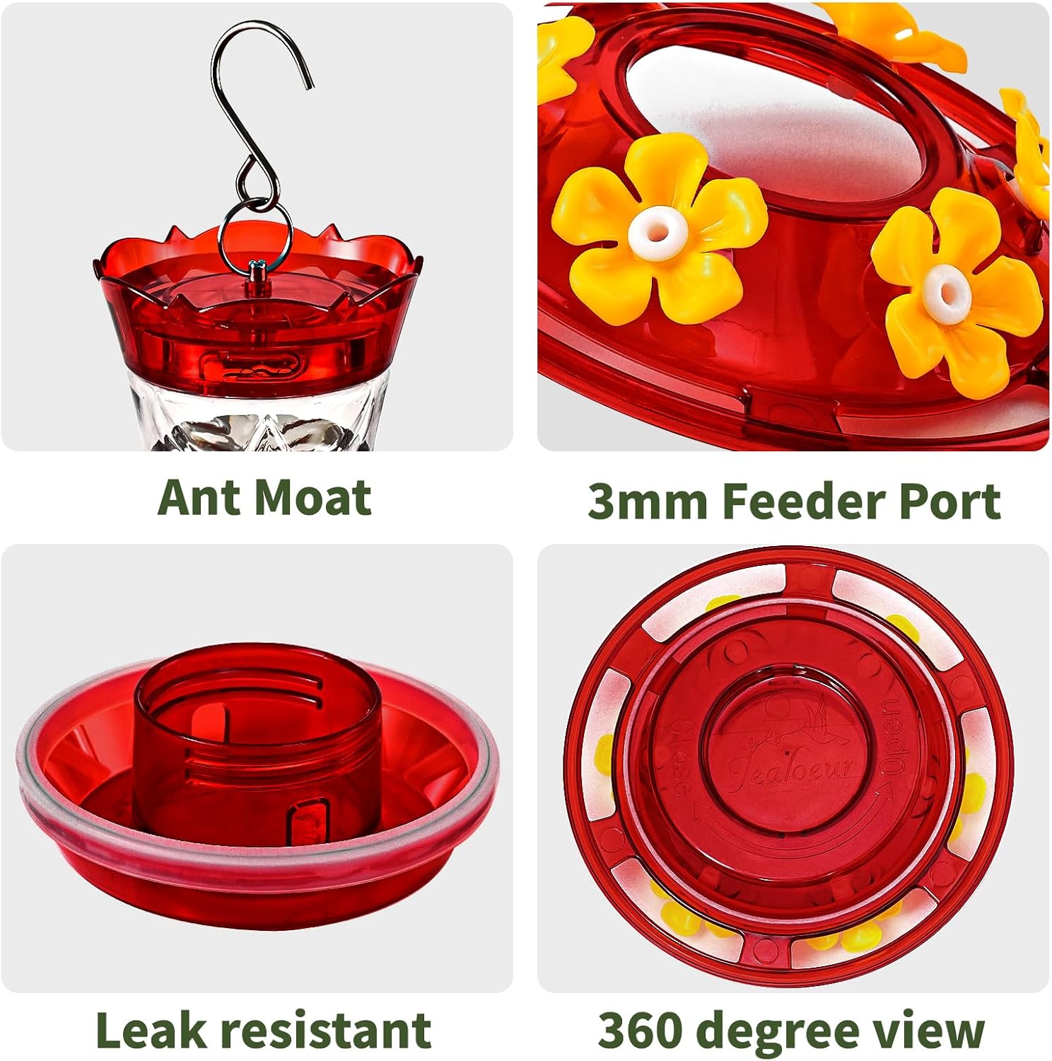 2 Pack Hummingbird Feeder for Outdoors Hanging, 18 OZ Humming Birds Fe