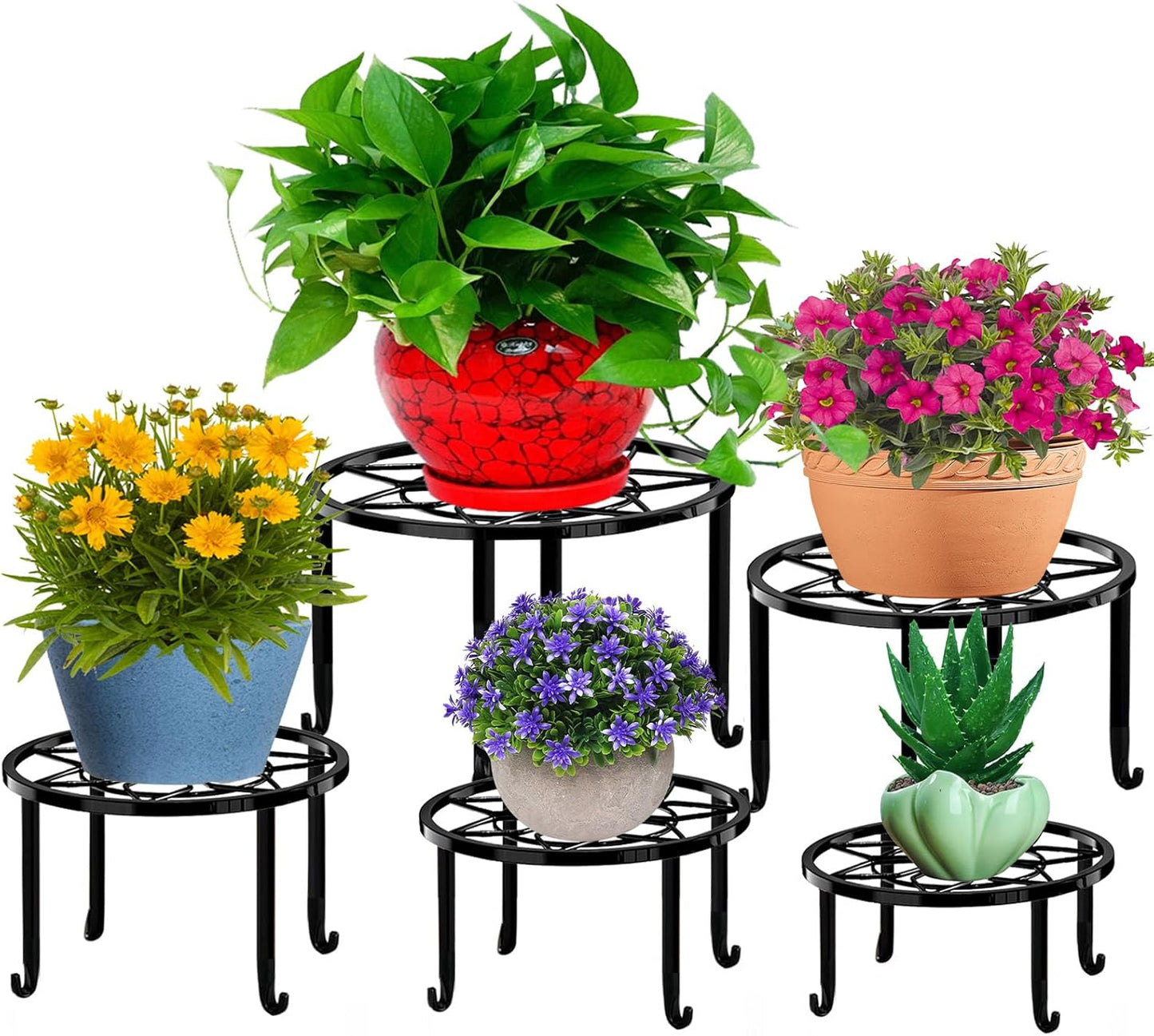 5 Pack Metal Plant Stands,Heavy Duty Potted Holder for Flower Pot,Indo