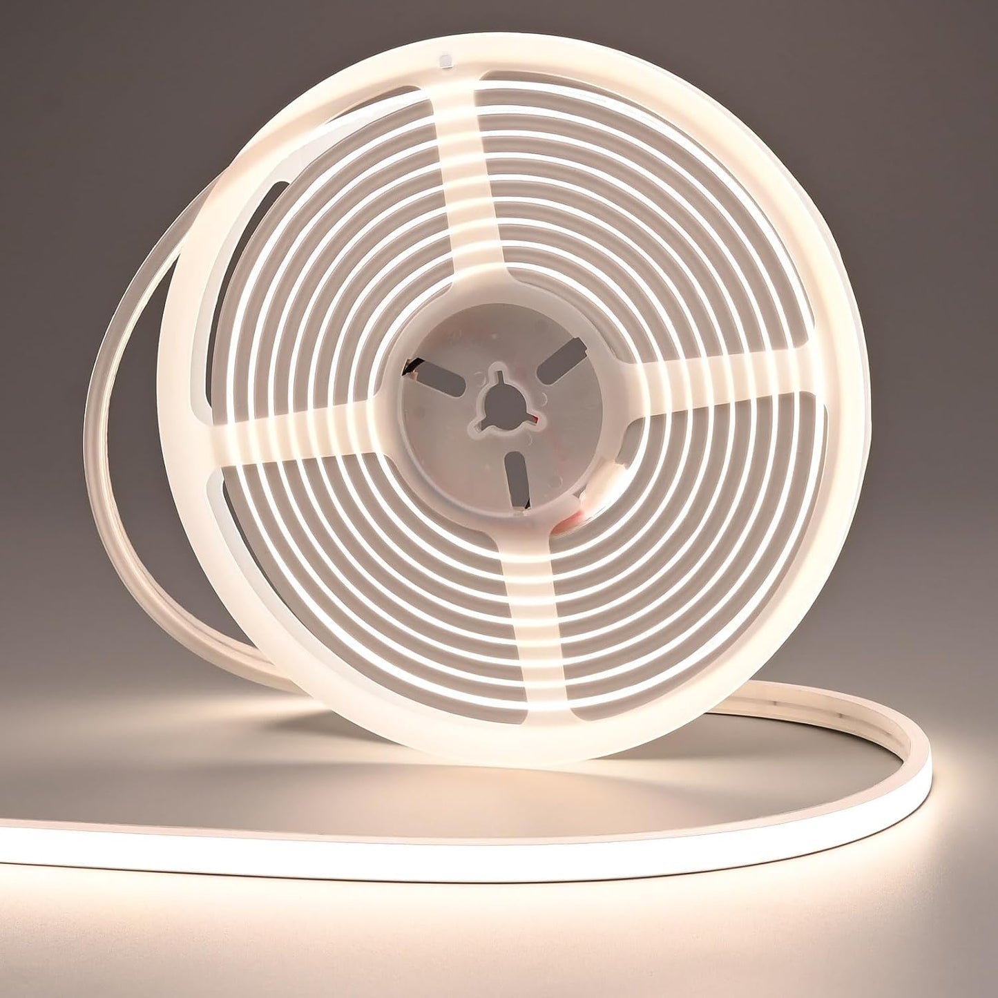 24V LED Neon Rope Light 16.4ft/5M, 4000K Natural White, 320LM/ft, IP67 Waterproof Outdoor, High CRI>93, Self-Adhesive Highlight Architecture, Accent Bars & Gardens