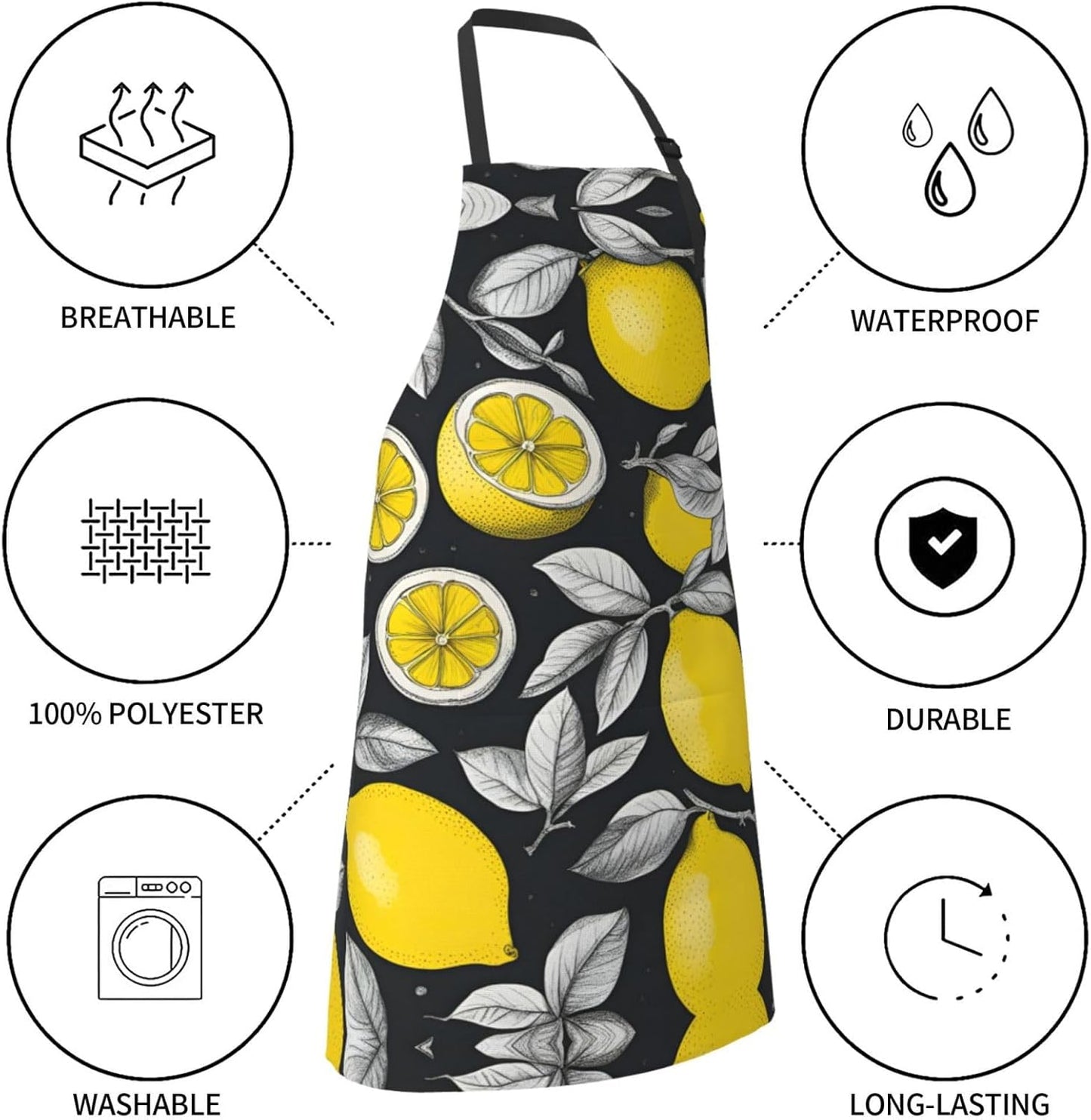 Lemon Fruit Pattern print Waterproof chef's apron with pocket apron fo