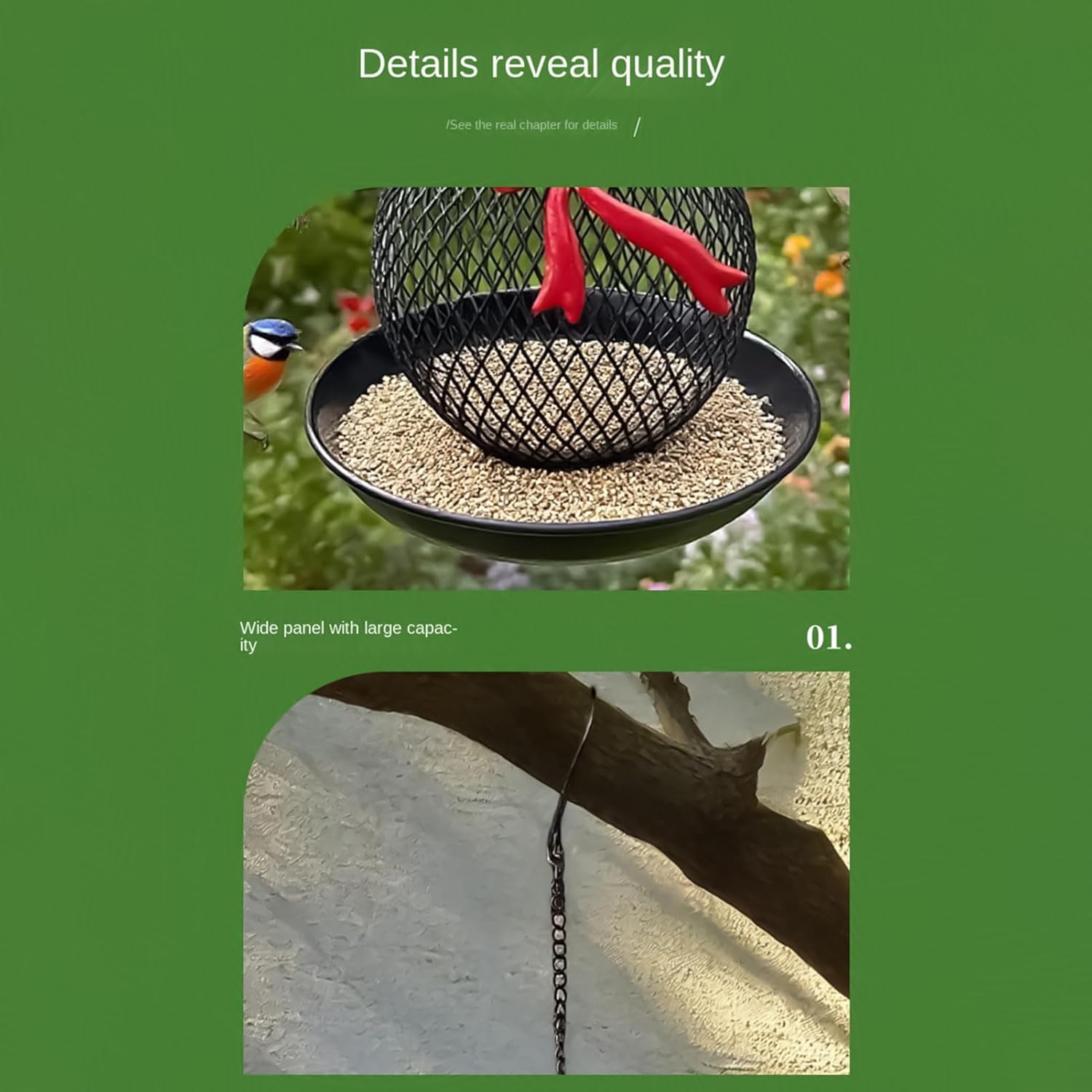 Metal Bird Feeder - Cat Squirrel Proof Hangable, Feeding Station for F