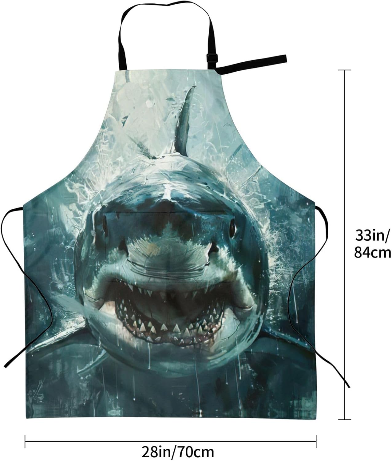 Shark cum print Waterproof chef's apron with pocket apron for kitchen cooking baking barbecue and gardening