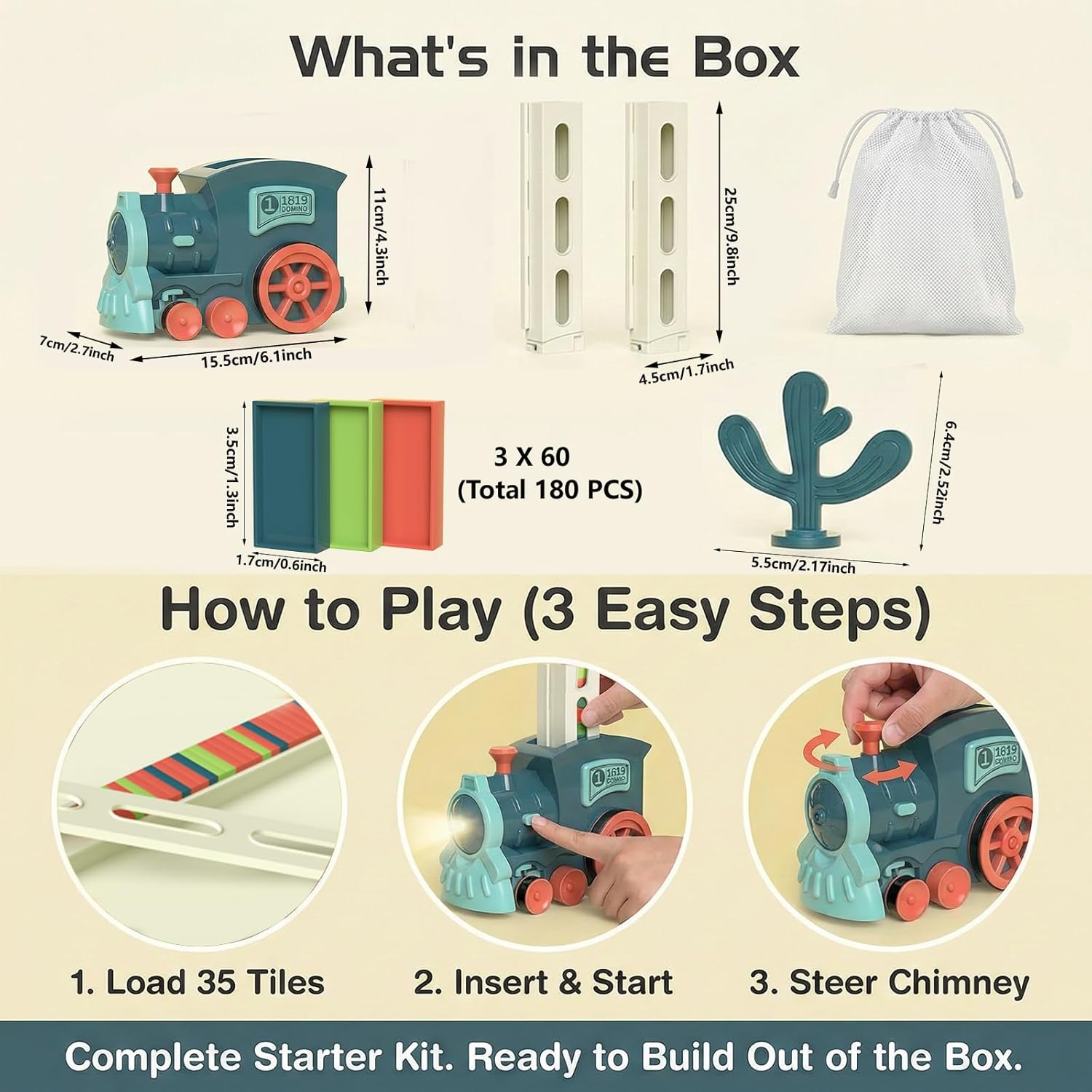 Domino Train Toys Kids Games - Automatic Stacking Creative Game 3+ Yea