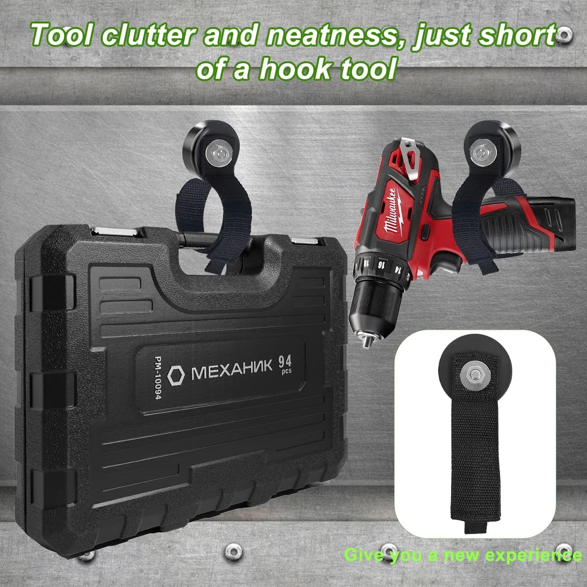 JEEJINYAN® 4 PCS Heavy Duty Magnetic Hooks, Magnetic Garage Hooks, Magnetic Tool Holder, Tool Organization Cord Strap for Cars, Garage, RV, House, Ropes