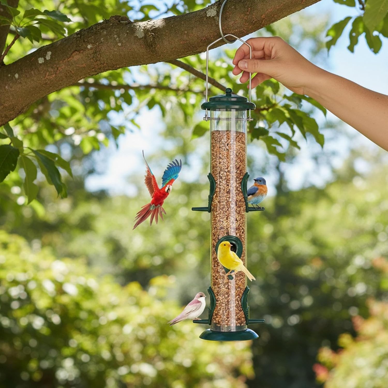 Wild Bird Feeders, Small Squirrel Proof, Clear Weatherproof Feeder wit