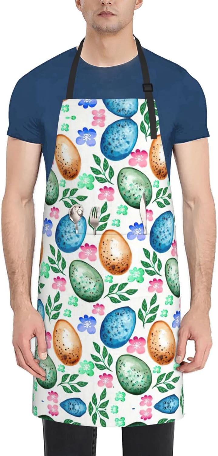 Easter Eggs print Waterproof apron with pocket adjustable cooking apron for adult kitchen bibs to bake