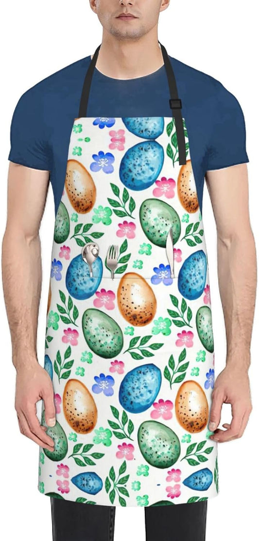 Easter Eggs print Waterproof apron with pocket adjustable cooking apron for adult kitchen bibs to bake