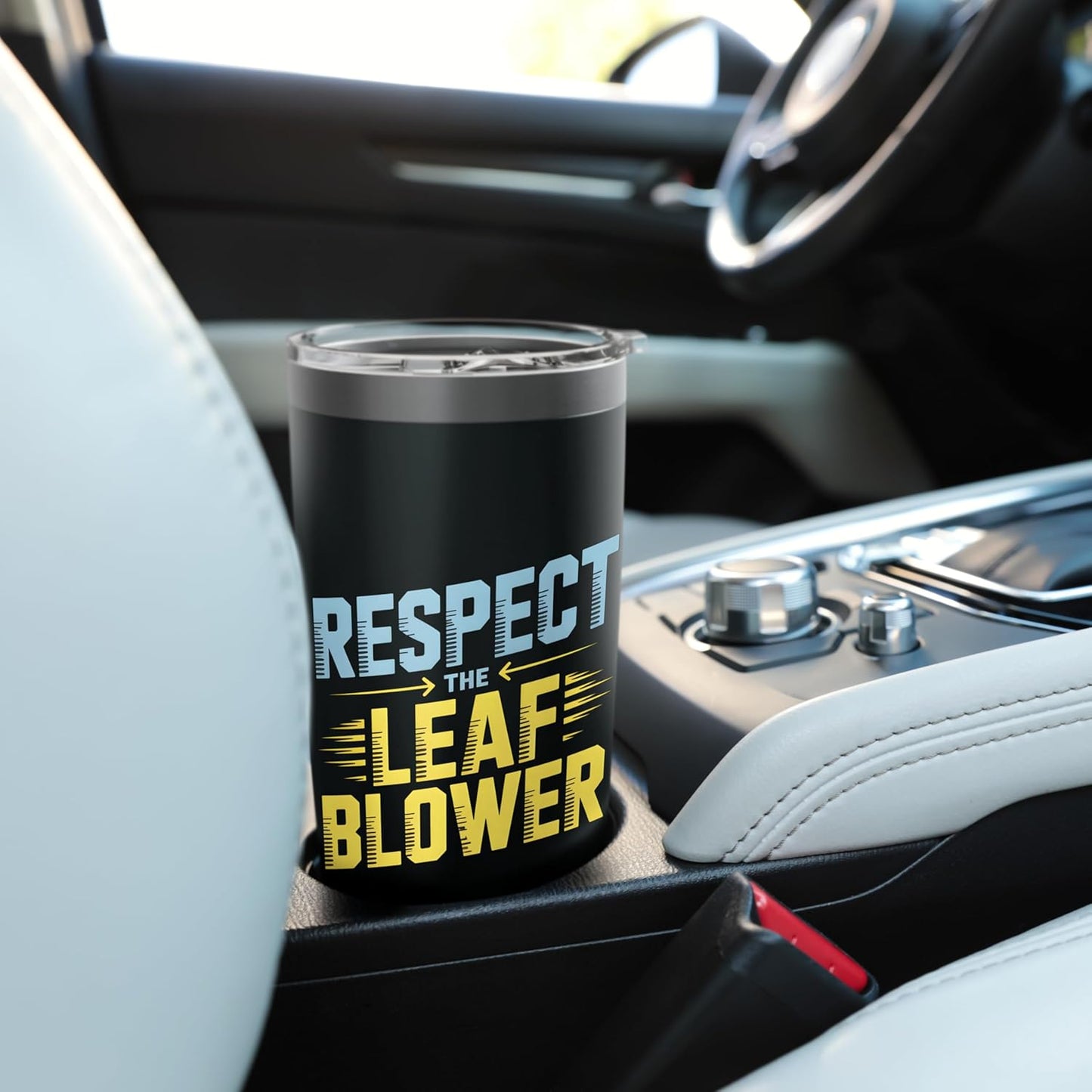 Respect The Leaf Blower Funny Lawn Care Humor Stainless Steel Insulated Tumbler